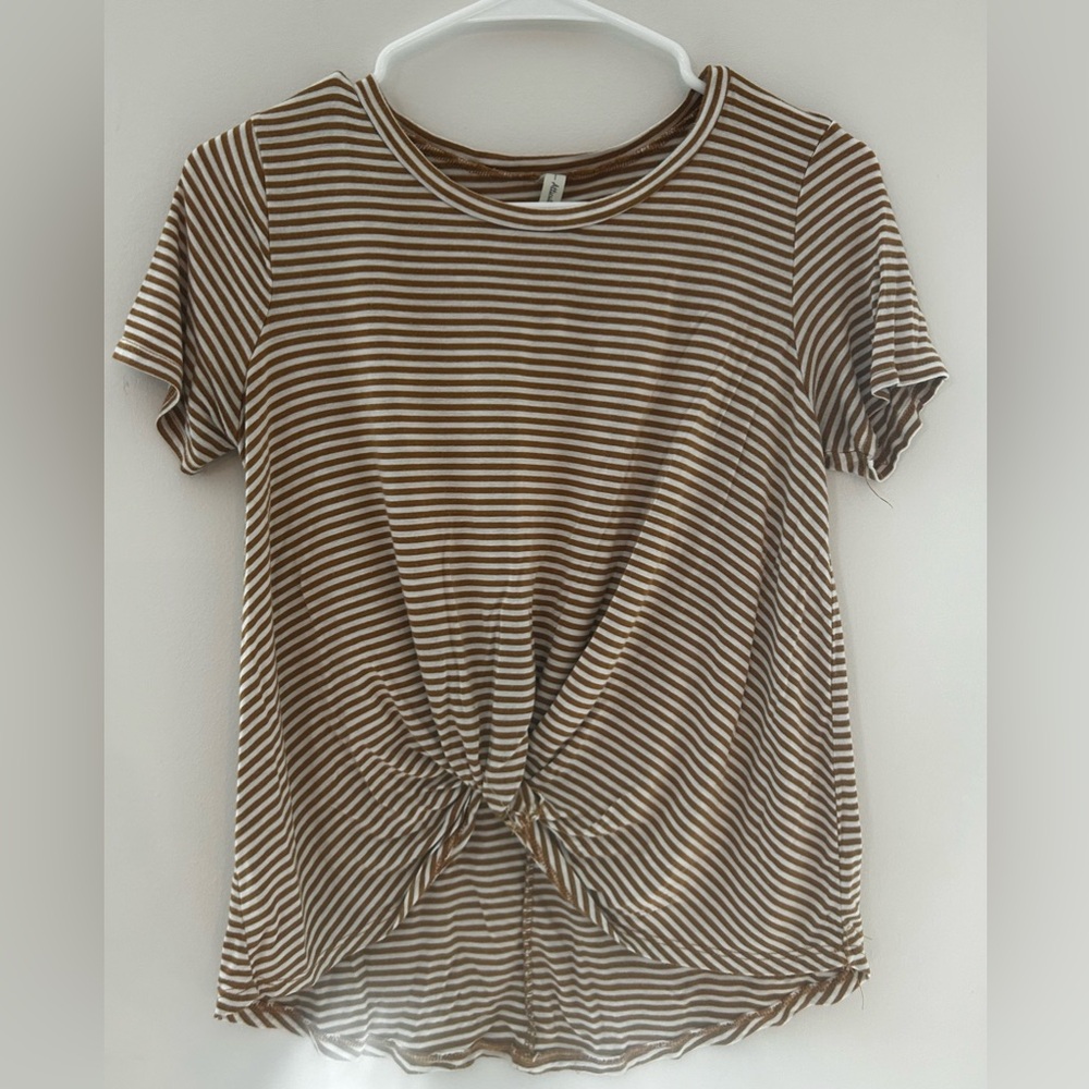 Atticute orange stripped short sleeve shirt size not listed